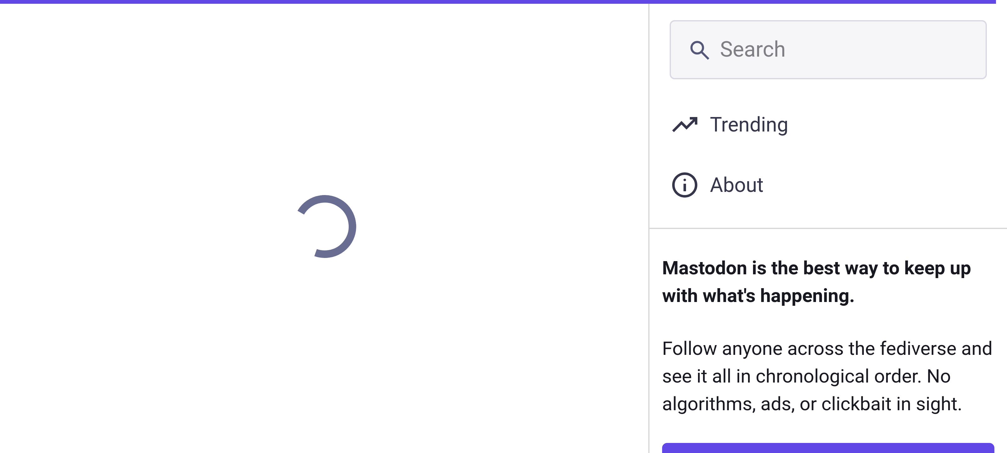 Screenshot of the fake Mastodon progress bar and a spinner.